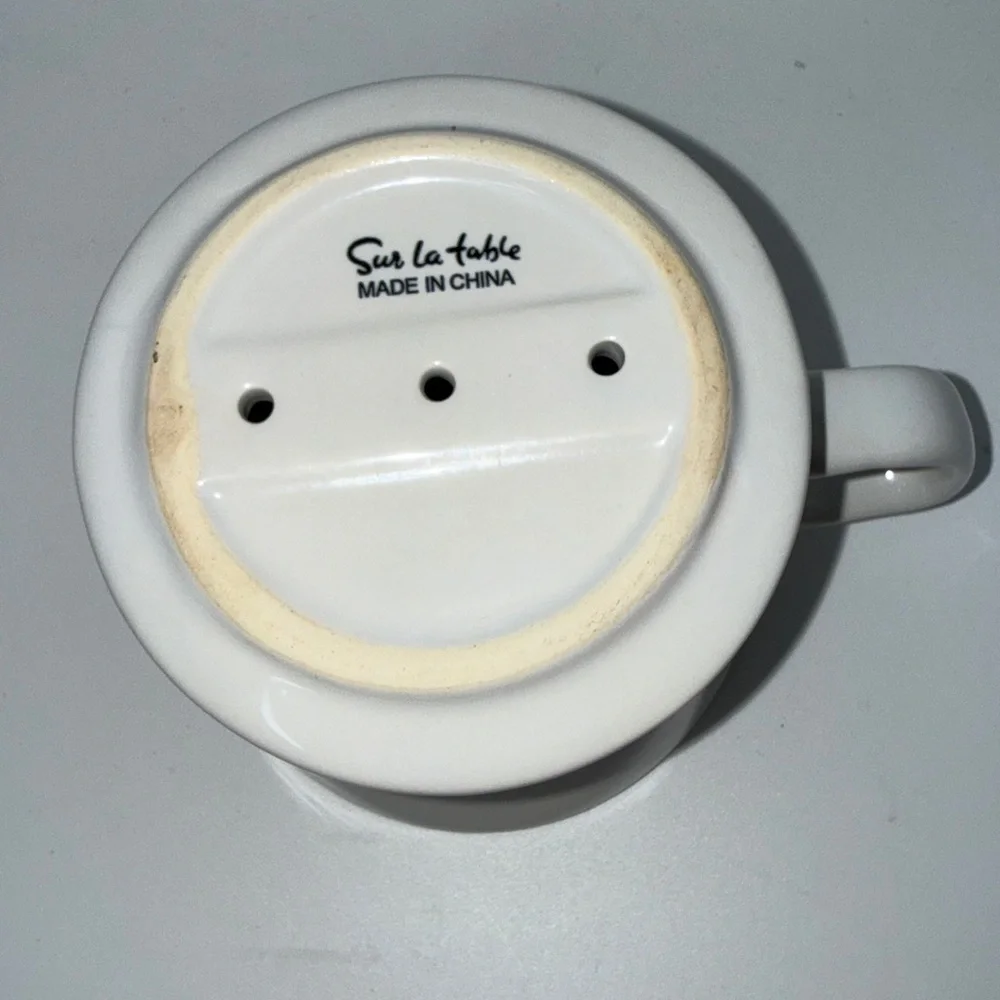 Sur La Table White Ceramic Stoneware Pour Over Coffee Dripper 3 Hole Flat Bottom